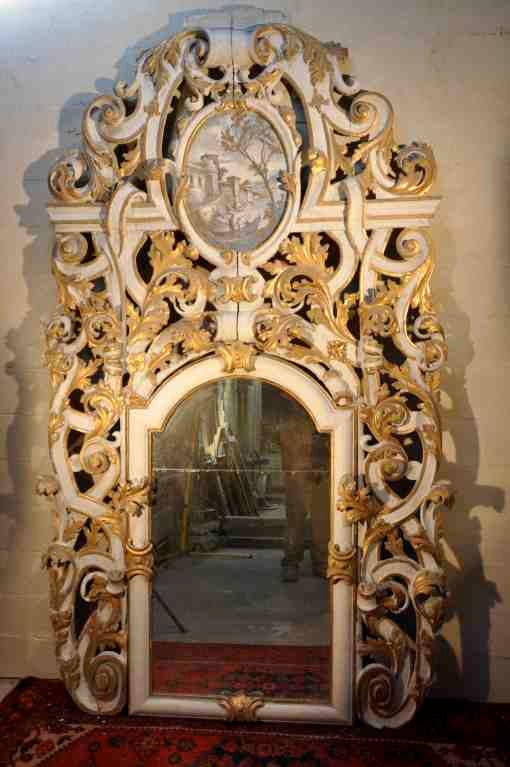Italian baroque painted and gilt mirror