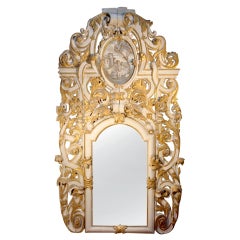 Italian baroque painted and gilt mirror