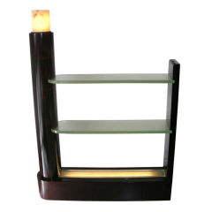 Console in rosewood and original Saint Gobain glass shelves