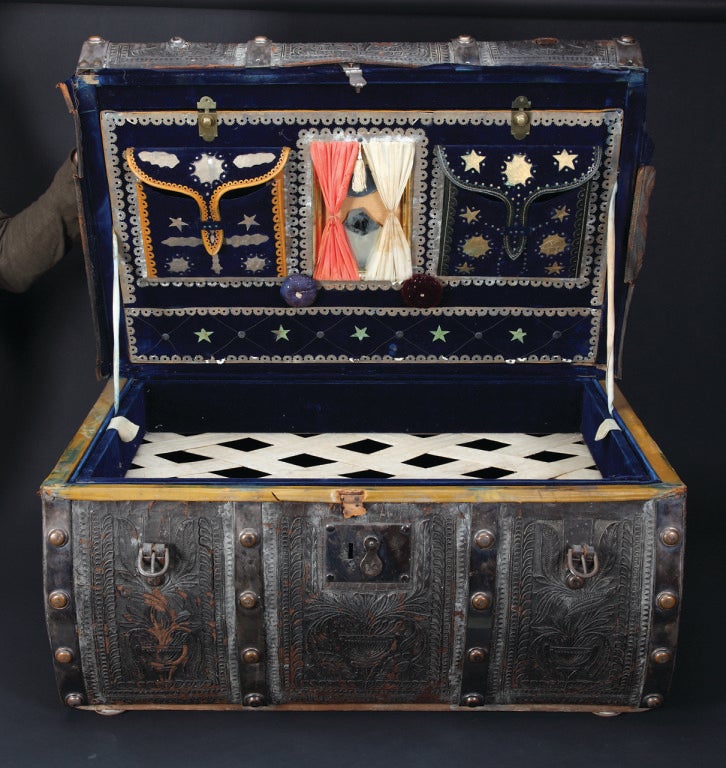 A masterpiece in every sense of the word, this travel trunk was made for Erza H. Winchester, co-founder of the California saddlery company Maine & Winchester. The company was founded in San Francisco in 1849; they grew to become one of the largest