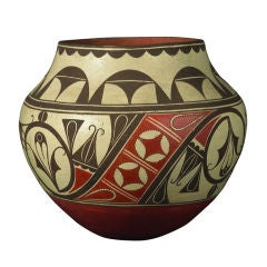 Vintage Polychrome Ceramic Olla, Zia Pueblo, New Mexico