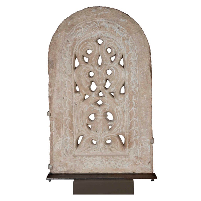 Carved Stone Indian temple window sculpture For Sale