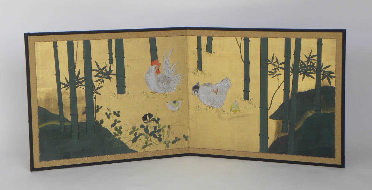 Two-panel screen from Japan, Kano School, circa 1900.