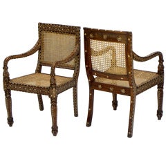 Wood and Bone Inlay Armchairs - IJ 400