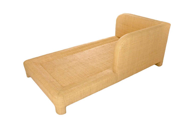 DESIGNER & MANUFACTURER: Richard Himmel 

MARKING: none

COUNTRY OF ORIGIN & MATERIALS: unknown; raffia

ADDITIONAL INFORMATION: Raffia daybed by  Richard Himmel. Two beds available, priced each.

