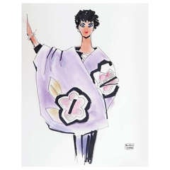 Original Michaele Vollbracht Fashion Drawing, Liz Taylor