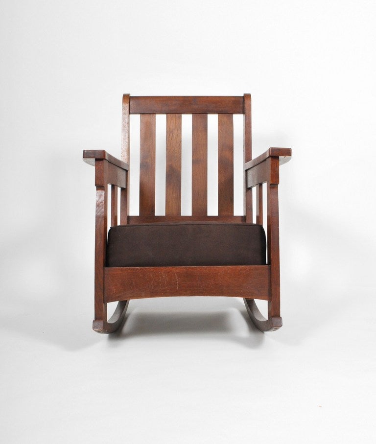 Fine Charles Limbert arm chair and rocking chair. The armchair measures 40.5