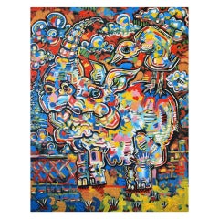 "Rhinoceros with Egret Friend", Painting by Matt Godwin, Original Work