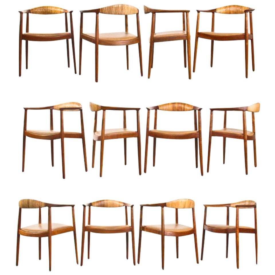 Set of 12 Early Hans Wegner "Round Chairs"