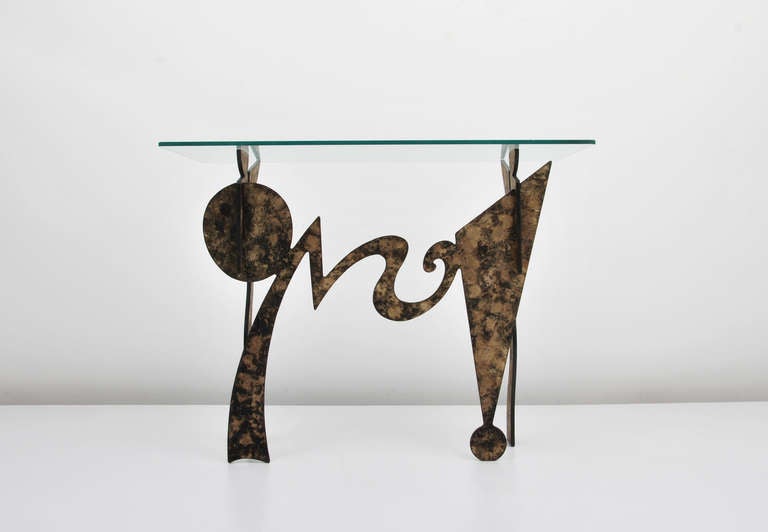 Sculptural console or sofa table by Pucci De Rossi. Table is signed and dated.

 