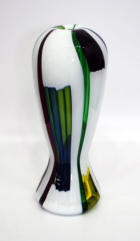 Fine & rare collection of large Anzola Fuga for A.V.E.M. vases, Murano, Italy.  Left $16,500 (18.5