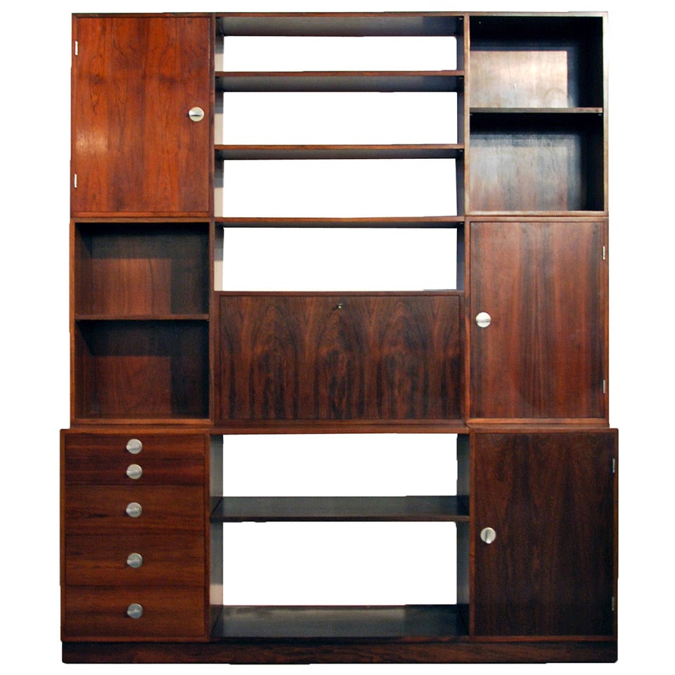 Finn Juhl "Cresco" Rosewood Shelving System/Desk, Circa 1965, Danish Modern