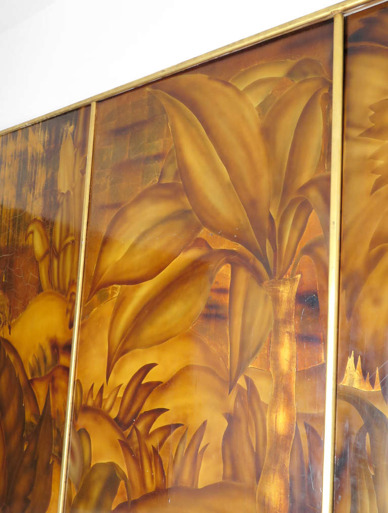 ARTIST: Paul Follot

MARKINGS: none

COUNTRY OF ORIGIN & MATERIALS: France; wood, metal

ADDITIONAL INFORMATION & CIRCA: Large three-panel Art Deco screen by Paul Follot. Ref. Sotheby's 20th Century Design sale, March 6, 2014, lot 78. A