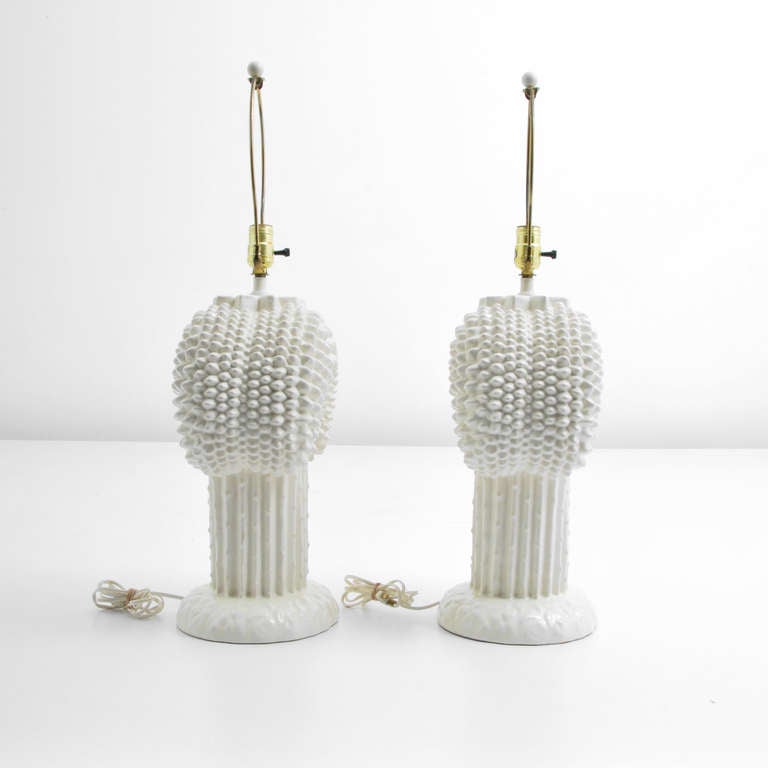 Pair of Cactus Form Lamps, Manner of Serge Roche, Circa 1965 In Good Condition In West Palm Beach, FL