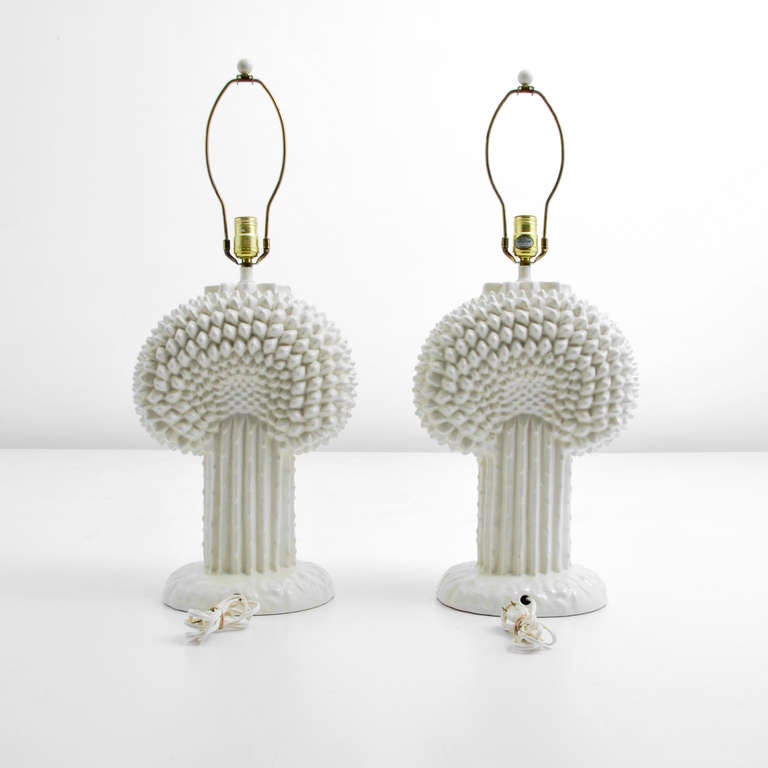 Italian Pair of Cactus Form Lamps, Manner of Serge Roche, Circa 1965