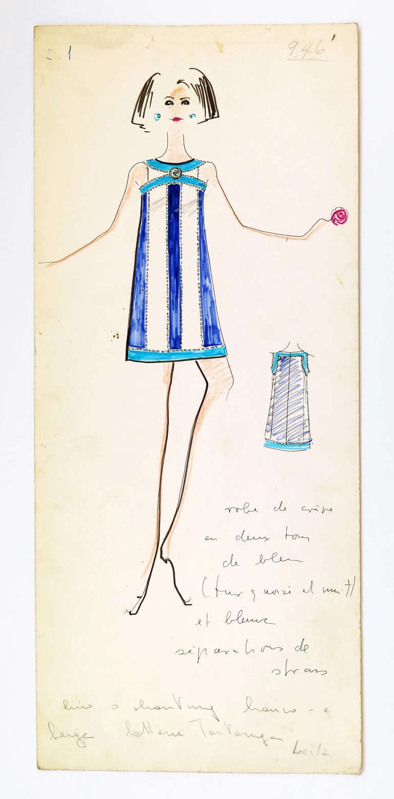 Original Karl Lagerfeld Fashion Drawings, Circa 1965, *Free Shipping 2