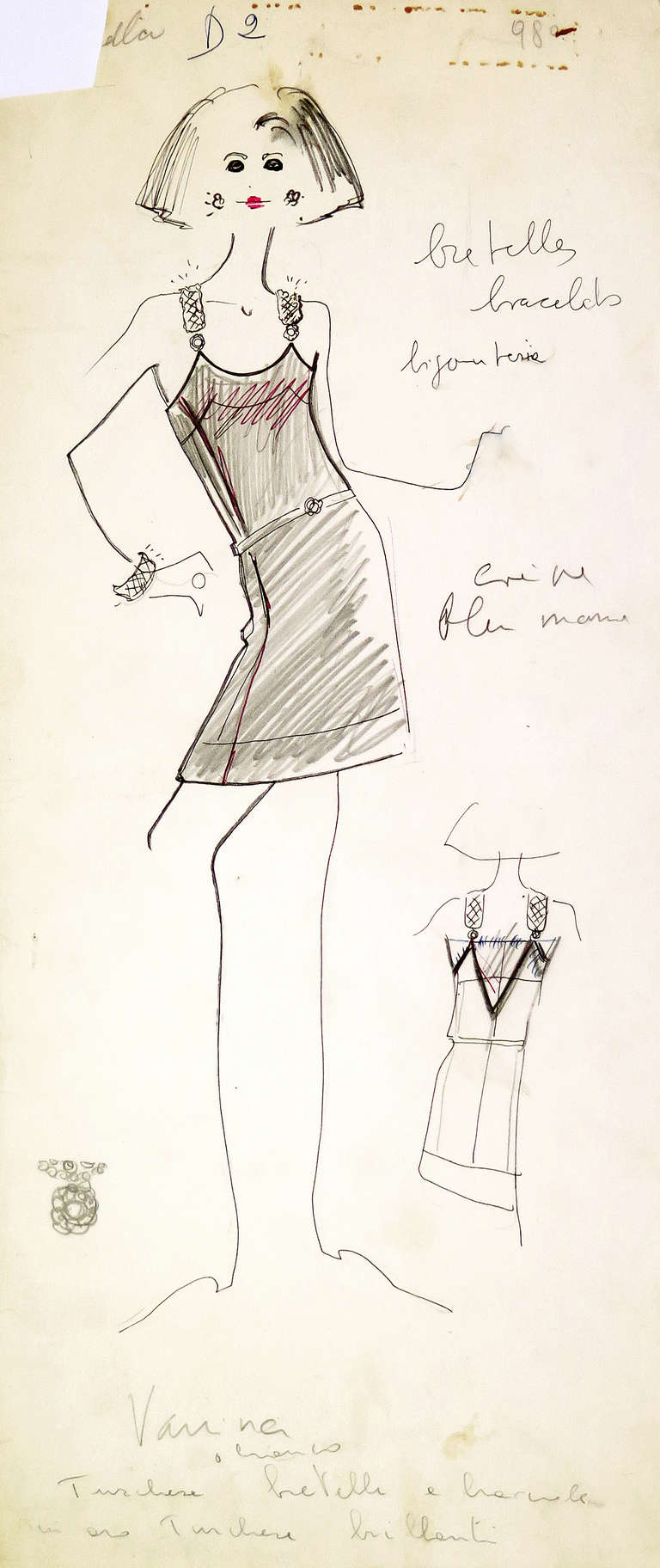 Original Karl Lagerfeld Fashion Drawings, Circa 1965, *Free Shipping 1