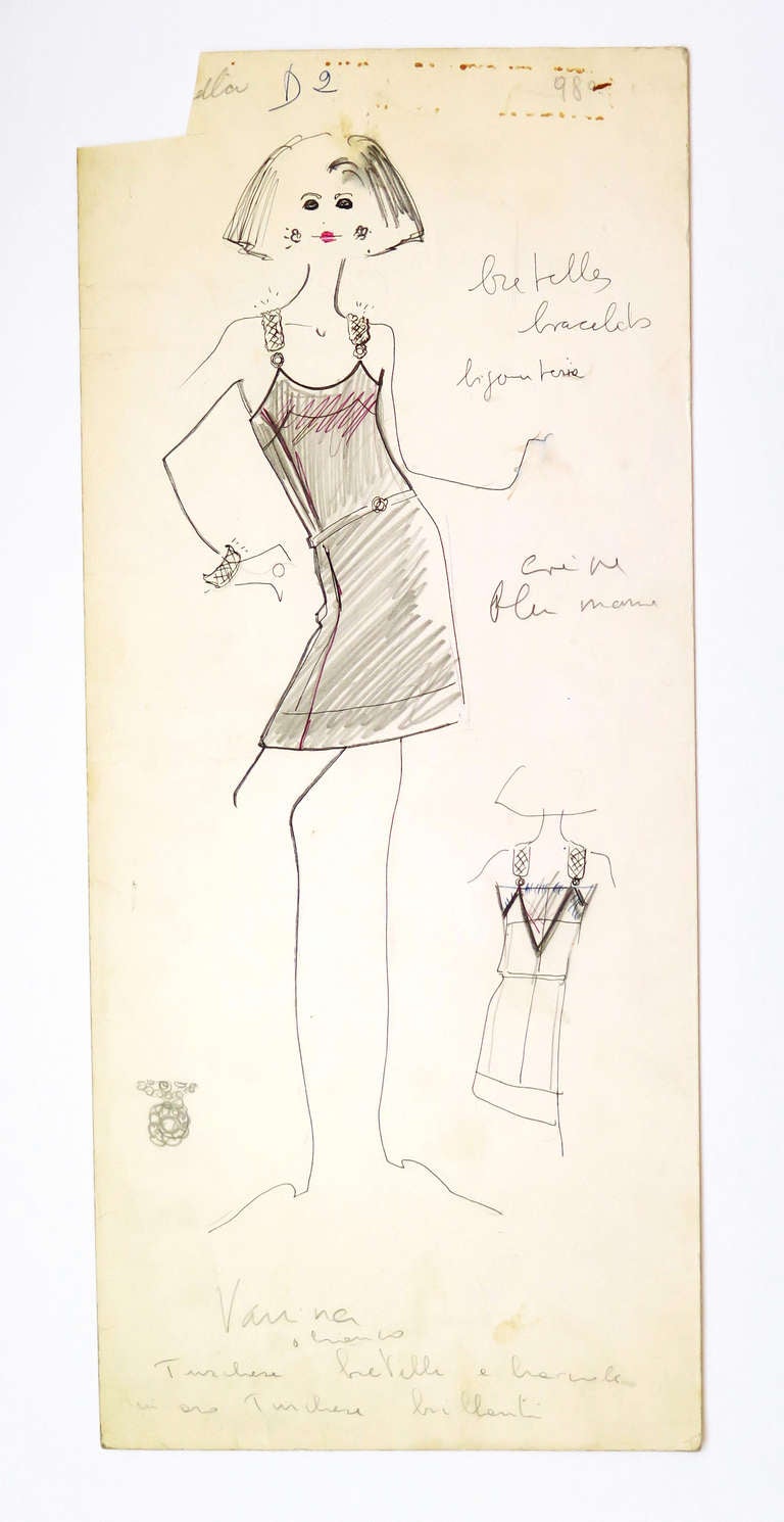 Original Karl Lagerfeld Fashion Drawings, Circa 1965, *Free Shipping 2