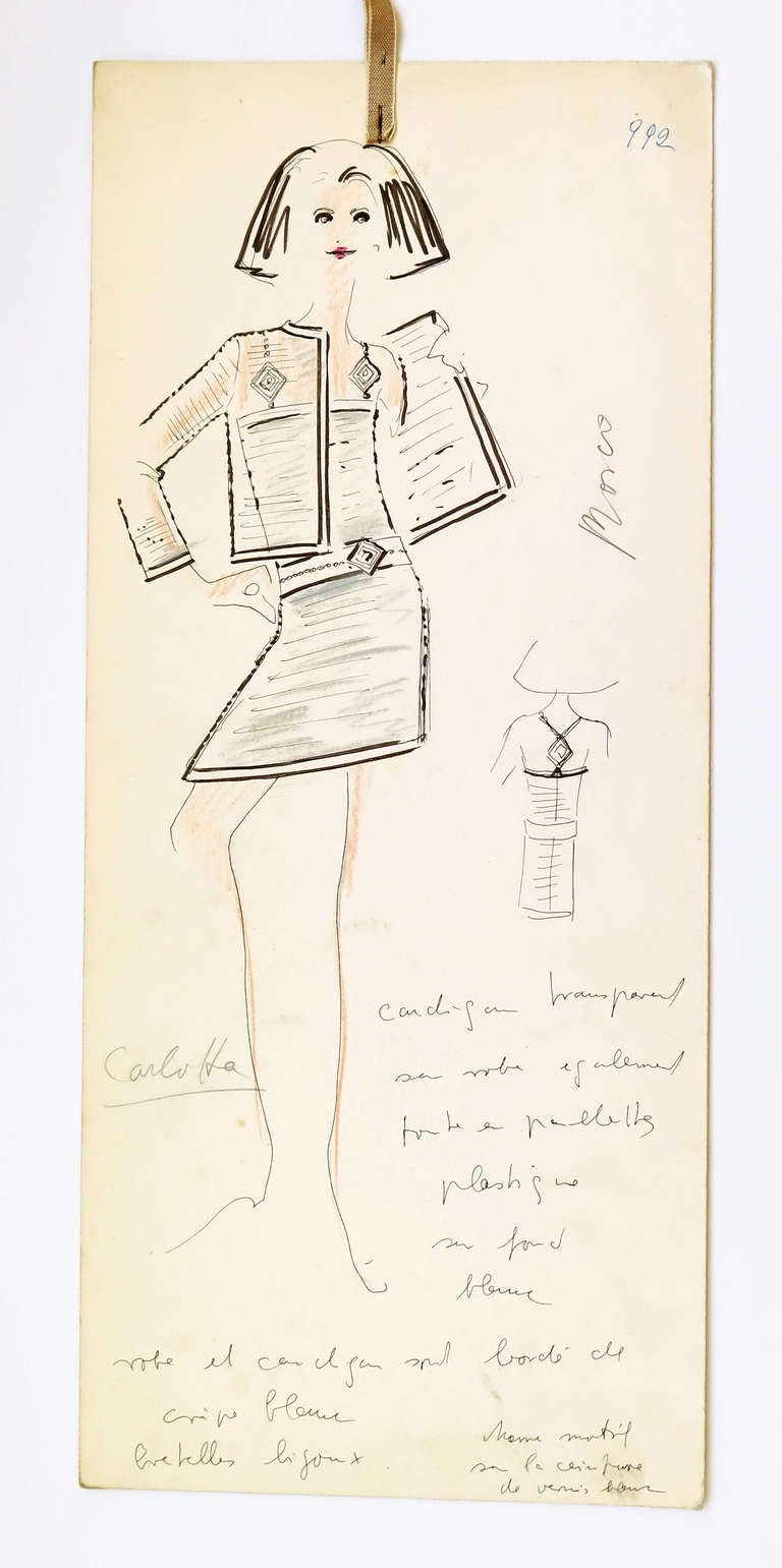 ARTIST: Karl Lagerfeld

MARKINGS: none

COUNTRY OF ORIGIN & MATERIALS: Italy; heavy paper stock

ADDITIONAL INFORMATION: Original fashion design sketches by Karl Lagerfeld, from storage box labeled 