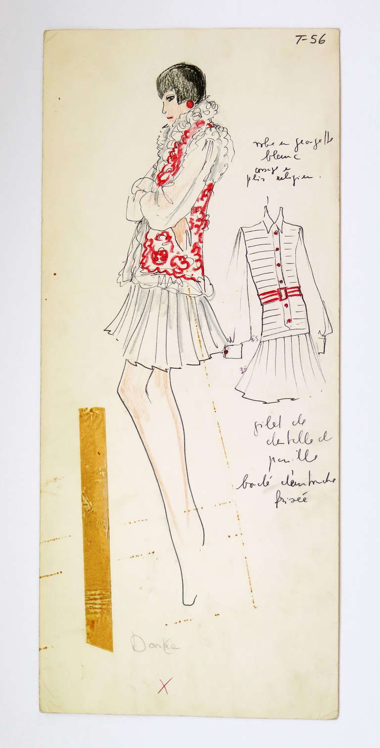 ARTIST: Karl Lagerfeld

MARKINGS: none

COUNTRY OF ORIGIN & MATERIALS: Italy; heavy paper stock

ADDITIONAL INFORMATION: Original fashion design sketches by Karl Lagerfeld, from storage box labeled 