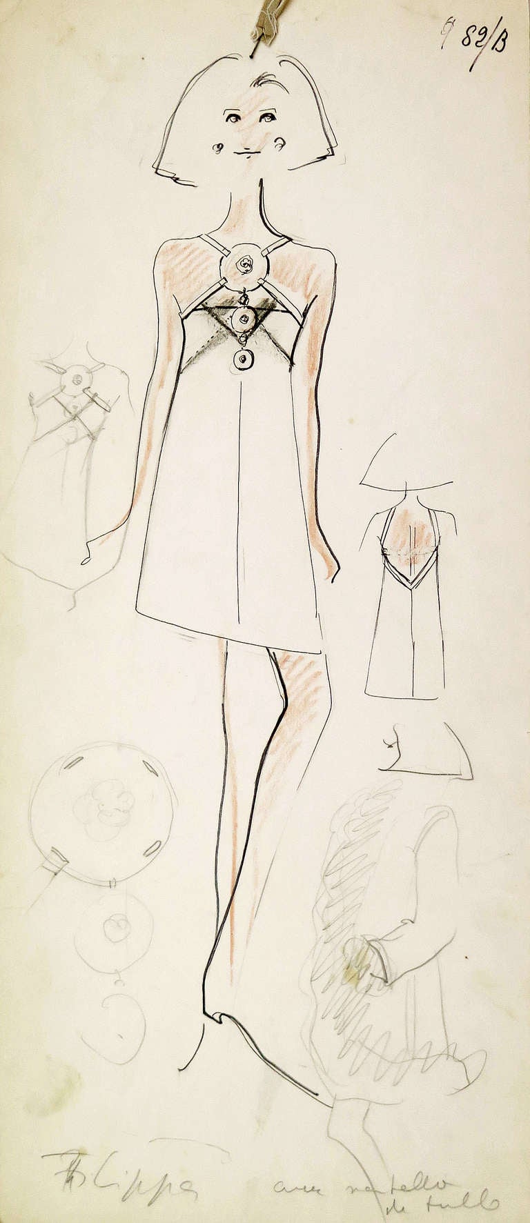 Original Karl Lagerfeld Fashion Drawings, Circa 1965, *Free Shipping 3