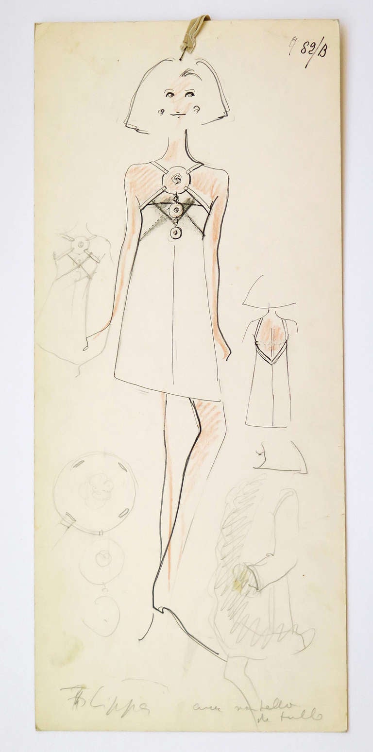 Original Karl Lagerfeld Fashion Drawings, Circa 1965, *Free Shipping 4