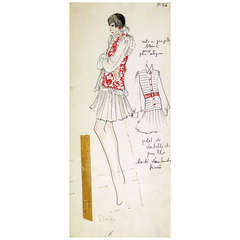 Used Original Karl Lagerfeld Fashion Drawings, Circa 1965, *Free Shipping
