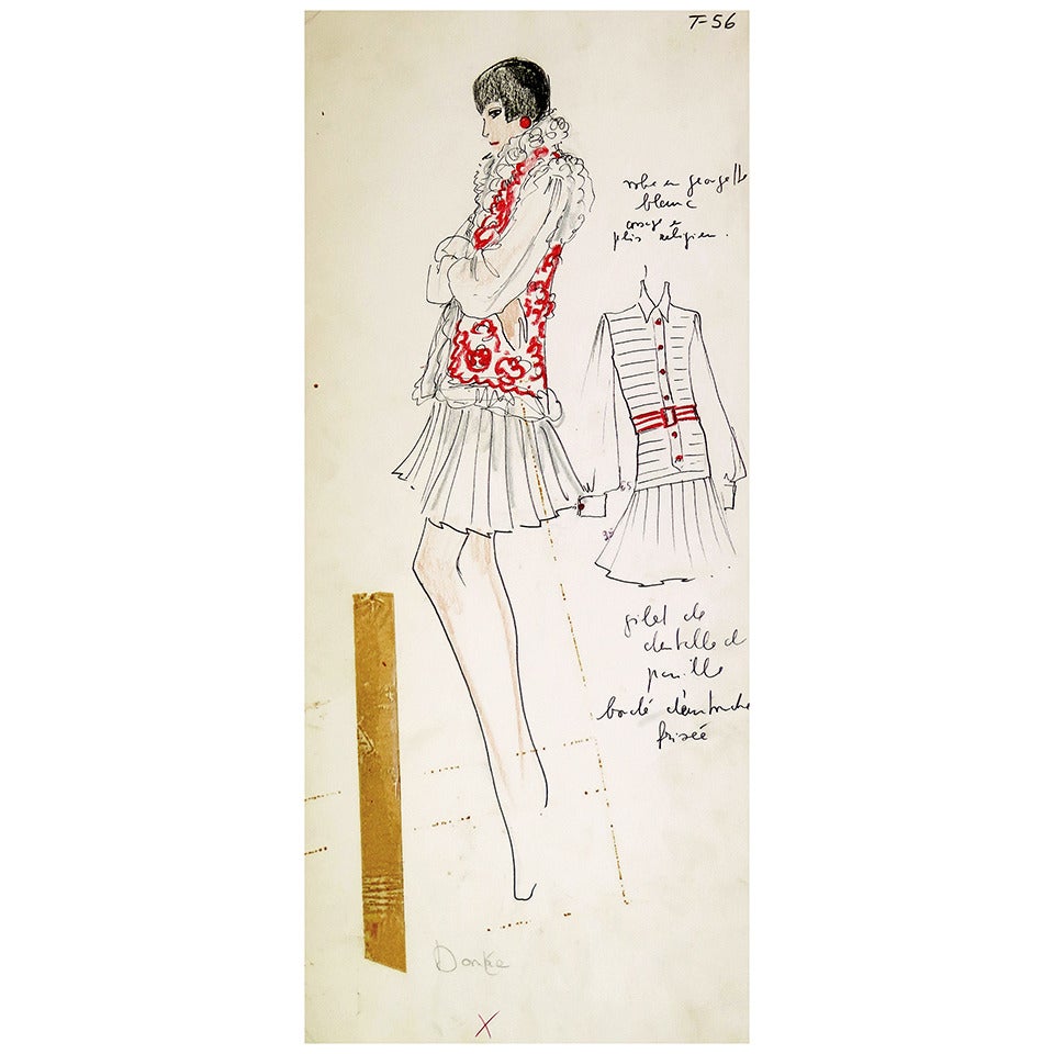 Original Karl Lagerfeld Fashion Drawings, Circa 1965, *Free Shipping