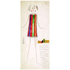 Original Karl Lagerfeld Fashion Drawings, Circa 1965, *Free Shipping