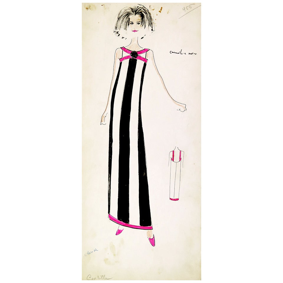 Original Karl Lagerfeld Fashion Drawings, Circa 1965, *Free Shipping