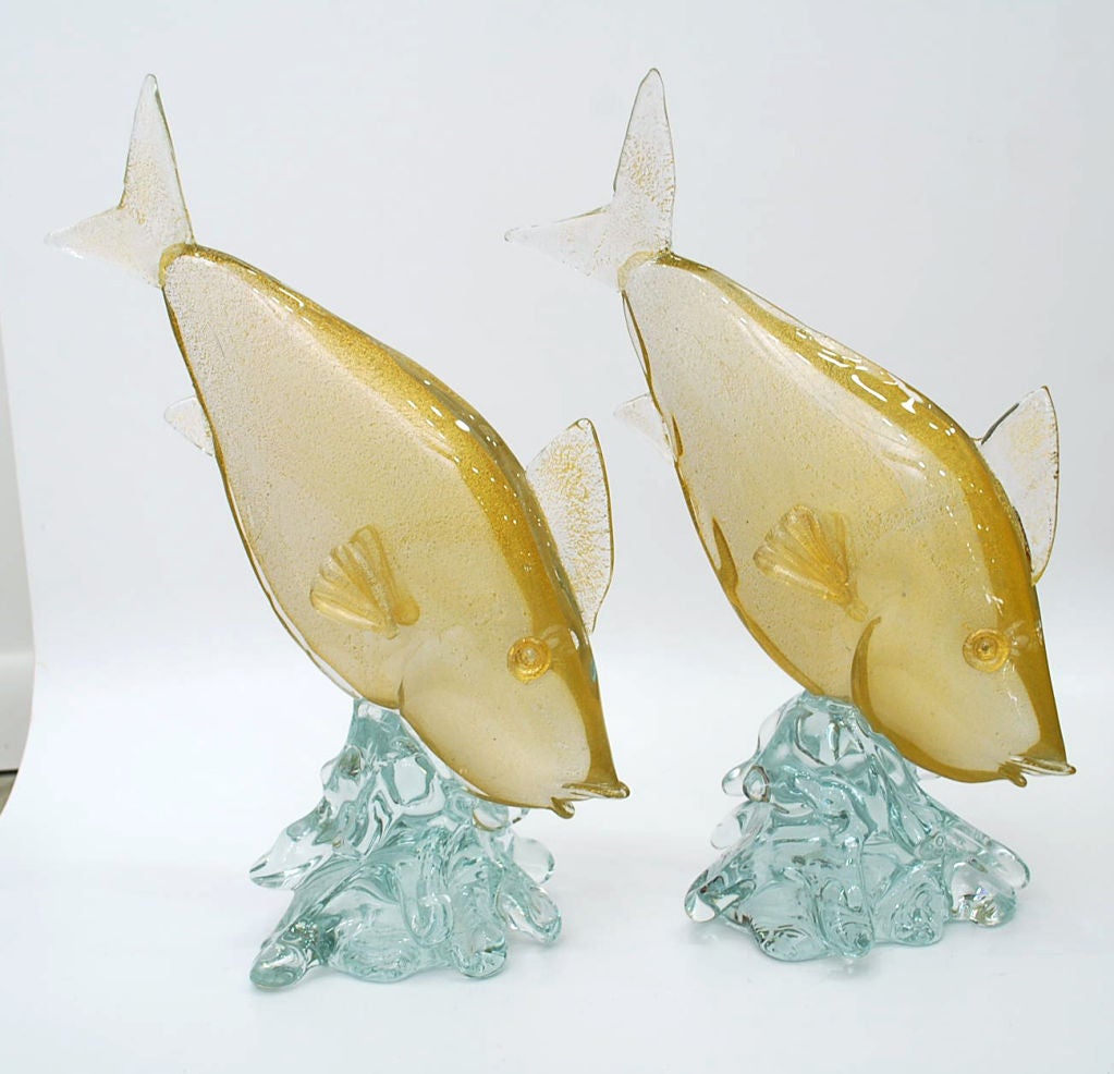 Pair of Archimede Seguso Fish Figurines