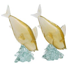 Pair of Archimede Seguso Fish Figurines