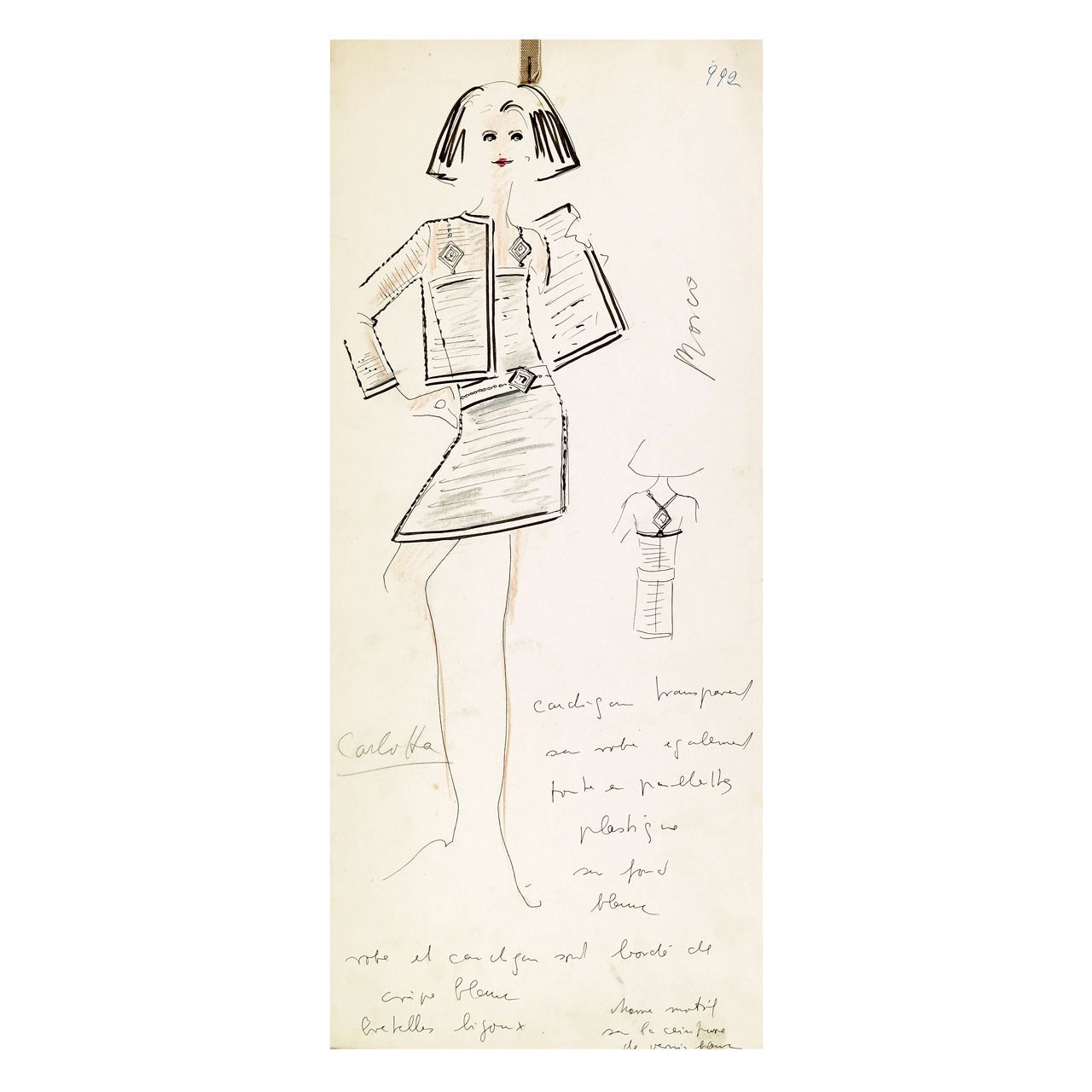 Original Karl Lagerfeld Fashion Drawings, Circa 1965, *Free Shipping