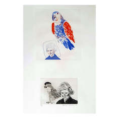 David Hockney "Mother With Bird" Etching 
Aquatint, 1973, *Free Shipping