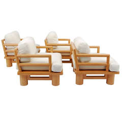 Set of 4 Karl Springer "Dowelwood" Lounge Chairs, Circa 1980, *Free Shipping