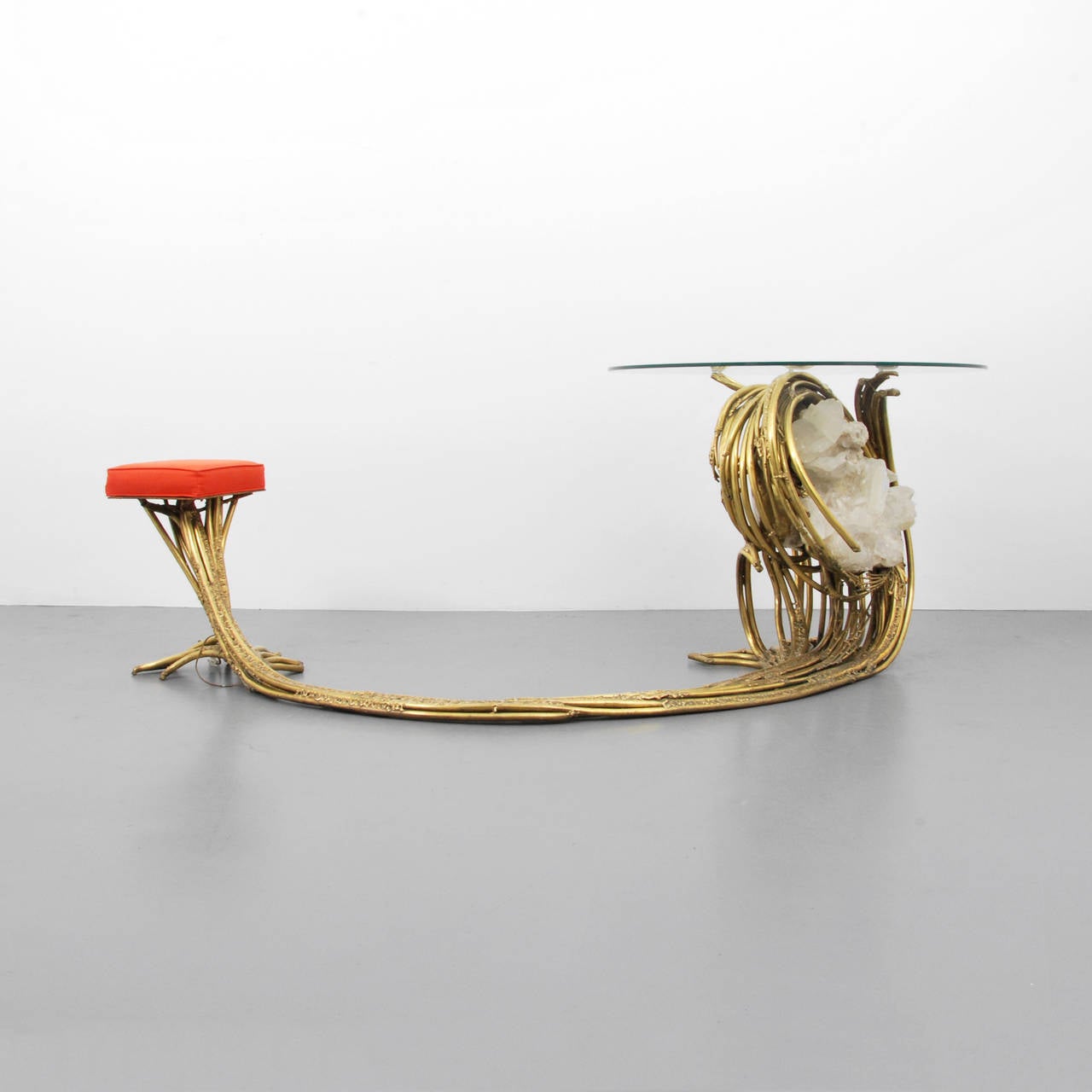 Jacques Duval-Brasseur Sculptural Table and Stool In Good Condition In West Palm Beach, FL