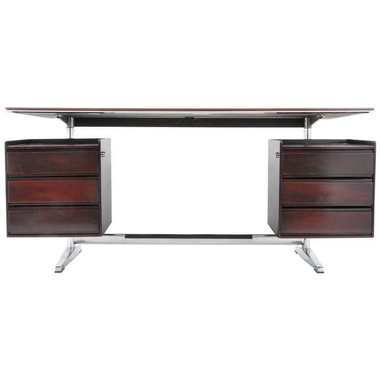 Alberto Rosselli Rosewood Desk, Italian Architect, Circa 1965, *Free Shipping