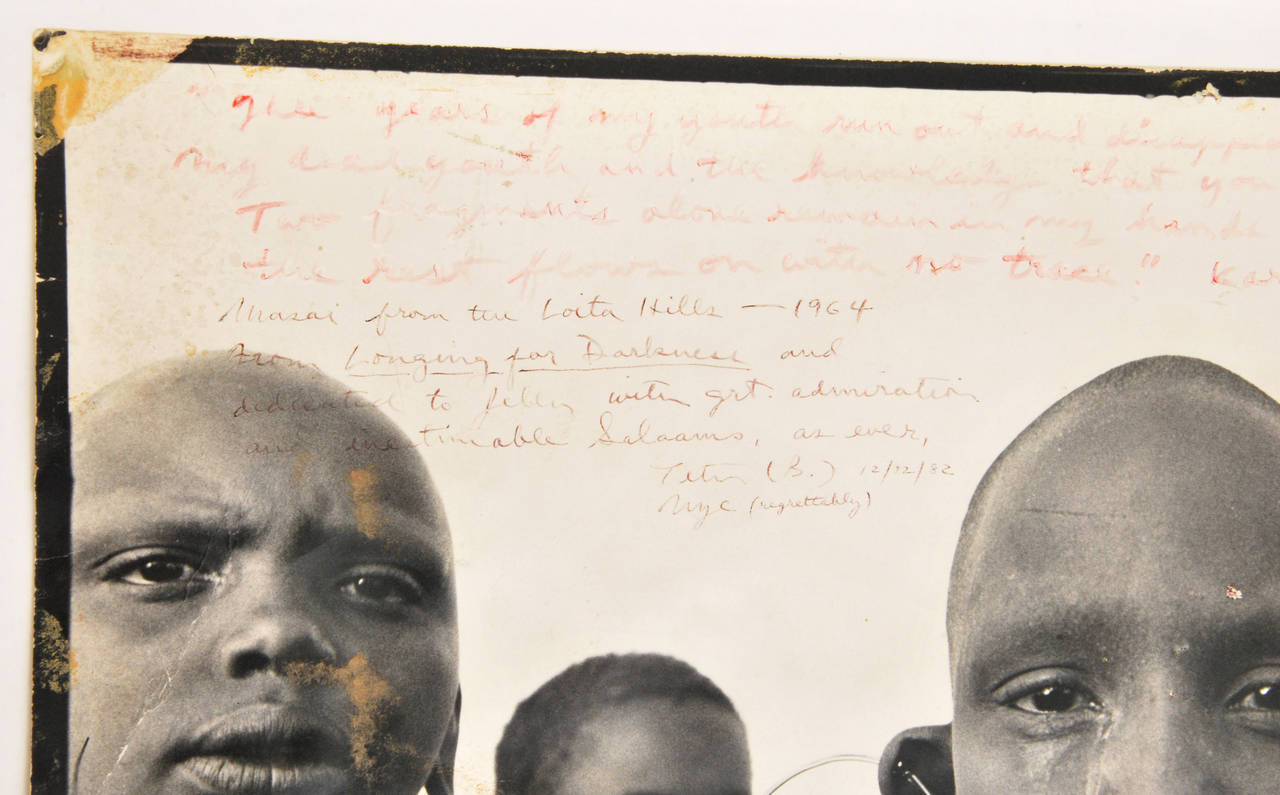 Photograph of Maasai girls, King Edward VIII Stamp, and handwritten notes on the front. Provenance: Peter Beard  Yelitza Károlyi. Yelitza Károlyi was a model working in New York City in the 1970s and '80s, and befriended prominent New York art