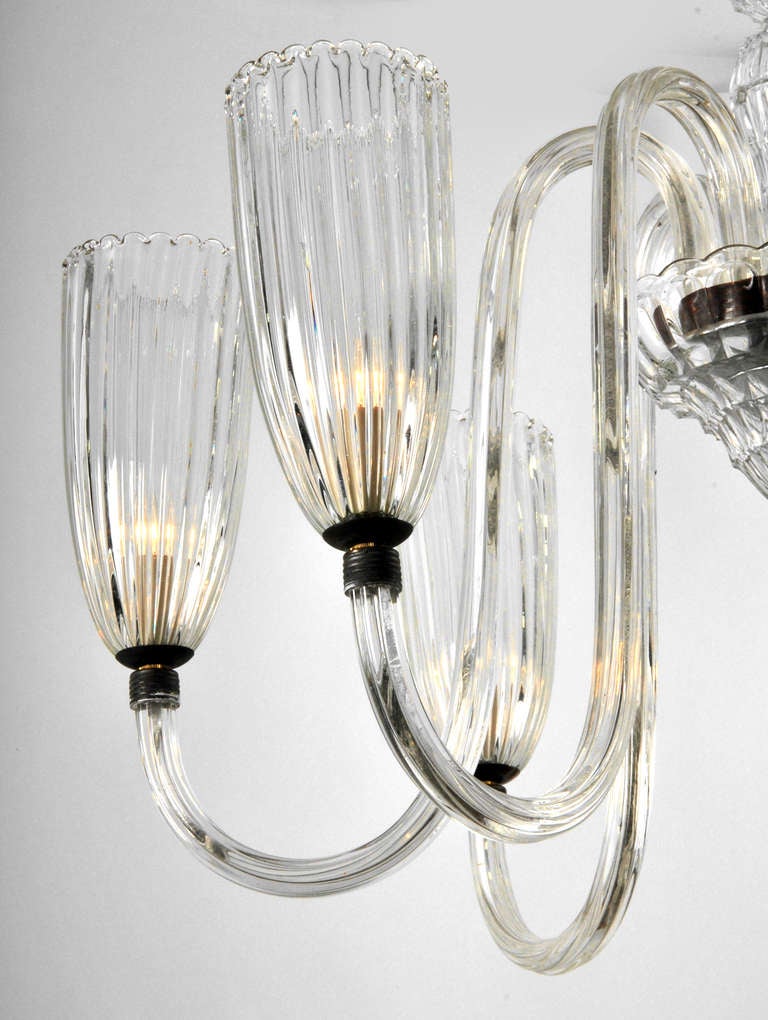 Mid-Century Modern Chandelier in the Manner of Barovier & Toso For Sale