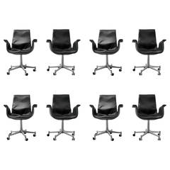 Preben Fabricius & Jørgen Kastholm Leather "Bird" Chairs, Set of Eight 3