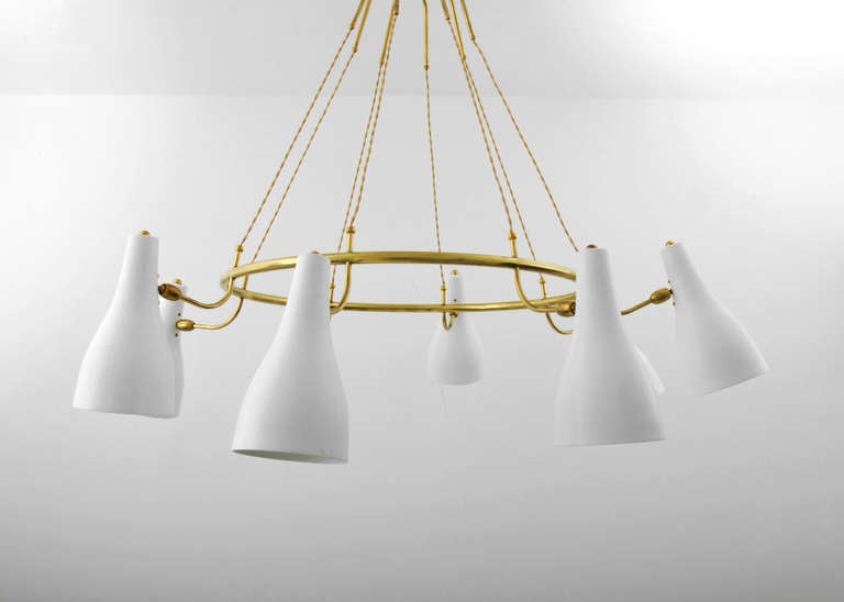 Large Eight Light Chandelier Attributed to Stilnovo (60" dia)