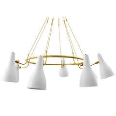 Large Eight Light Chandelier Attributed to Stilnovo (60" dia)