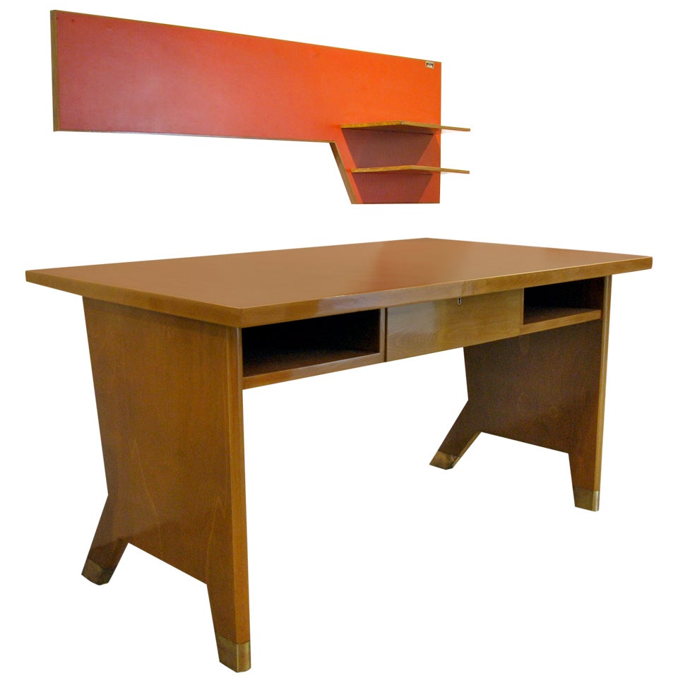 Rare Gio Ponti Desk and Wall Shelf For Sale