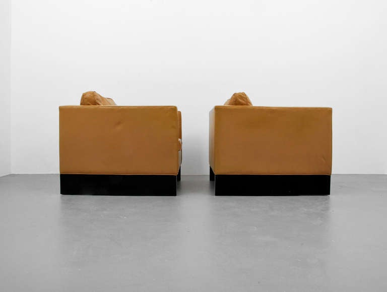 Mid-Century Modern Pair of Large Mies van der Rohe Lounge Chairs, Cube Form, circa 1970