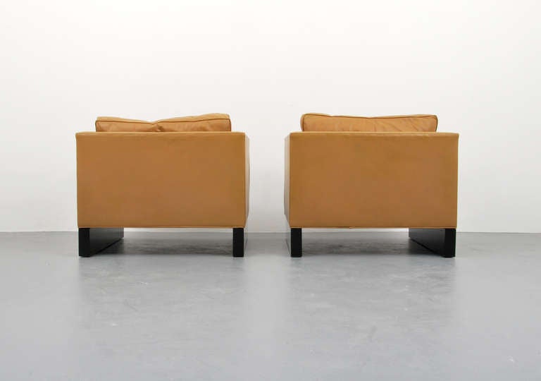 Late 20th Century Pair of Large Mies van der Rohe Lounge Chairs, Cube Form, circa 1970