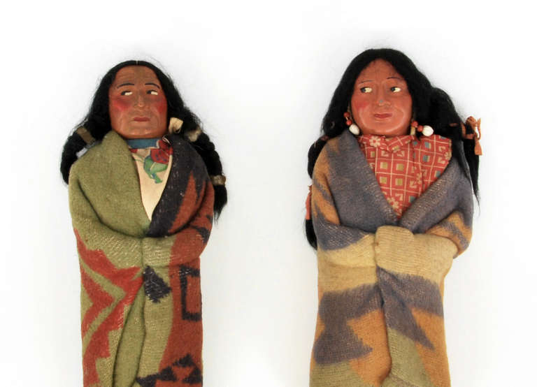 Native American Pair of Large Skookum Dolls For Sale