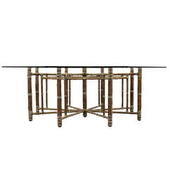 Large McGuire Octagonal Bamboo Dining Table, Circa 1970