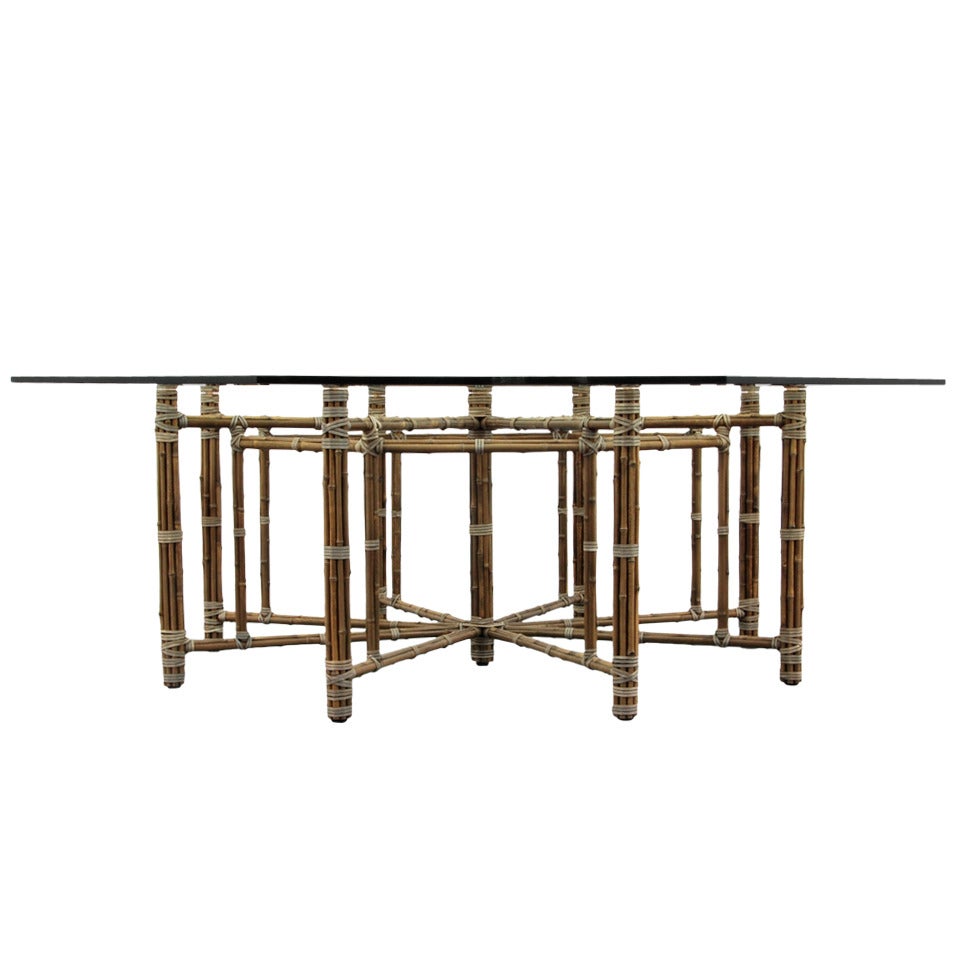 Large McGuire Octagonal Bamboo Dining Table, Circa 1970