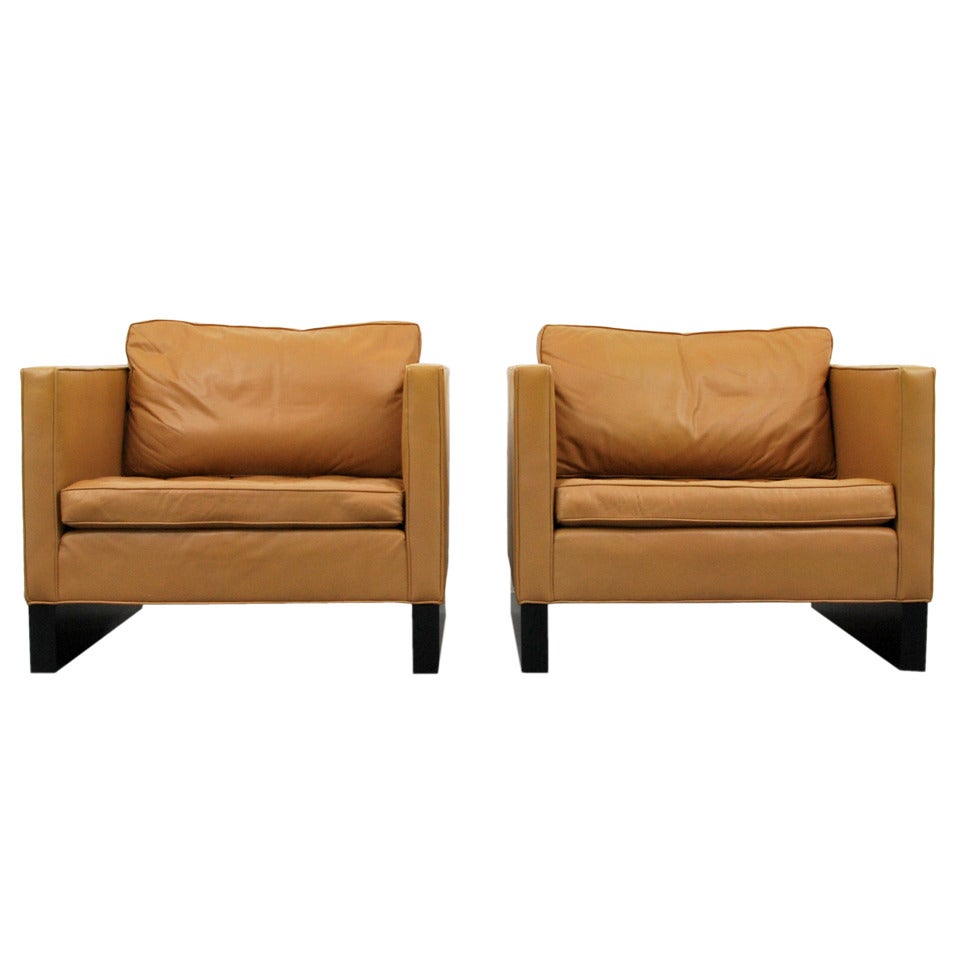 Pair of Large Mies van der Rohe Lounge Chairs, Cube Form, circa 1970