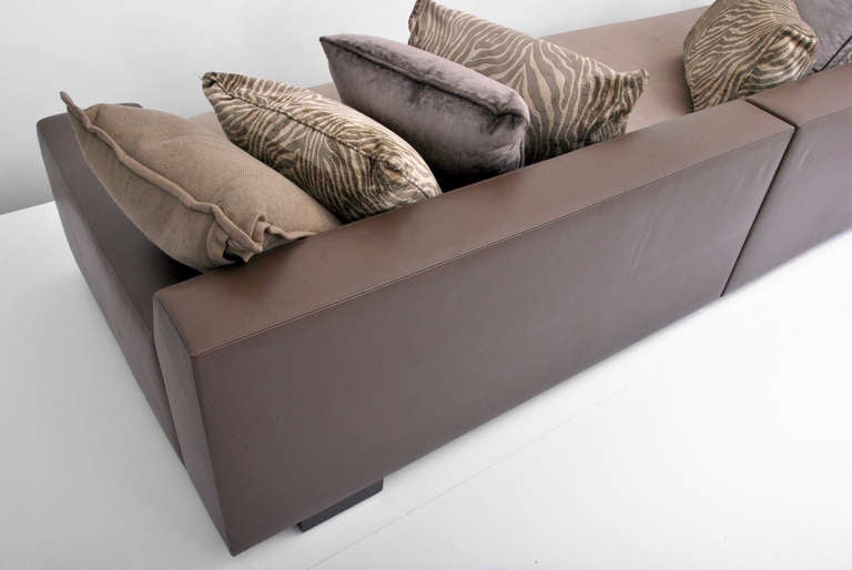 Modern Large Leather Sofa by Christian Liaigre for Holly Hunt